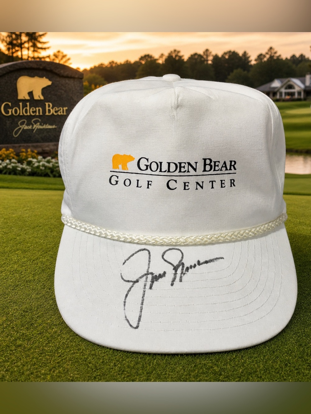 Vintage Jack Nicklaus White "Golden Bear Golf Center" Signed Autographed Hat Cap